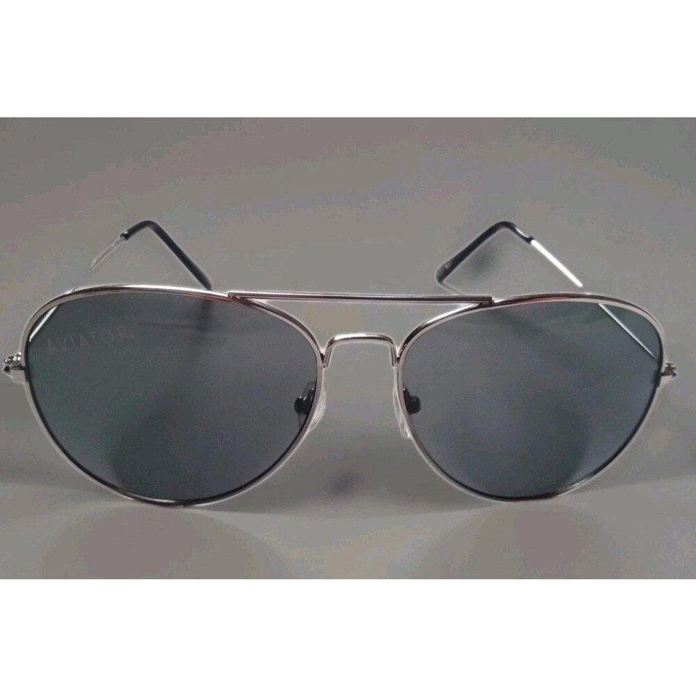 Fashion Sunglasses Silver Tone Frame Aviator Shape Unisex Eye Wear